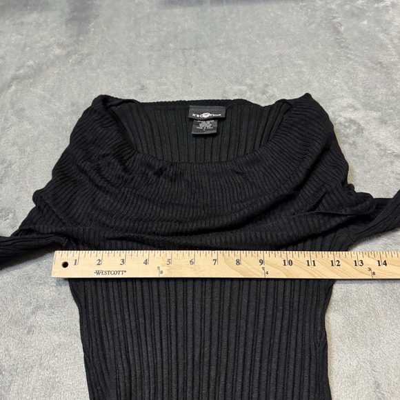 VTG Y2K Its Our Time Fully Ribbed Off The Shoulder Dress Size L Stretch Preppy - Picture 6 of 7